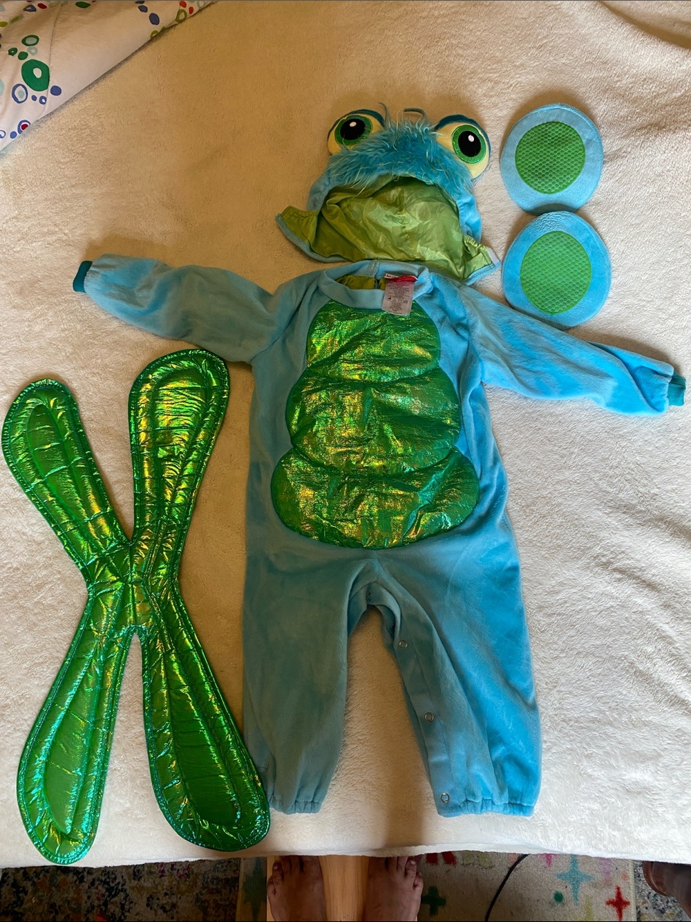 Blue & Green Frog Kids Halloween Costume with Hood and Pads